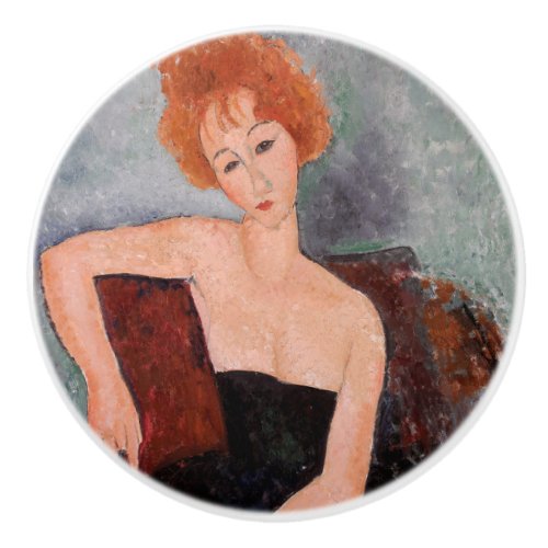 Amedeo Modigliani _ Redheaded Girl Evening Dress Ceramic Knob