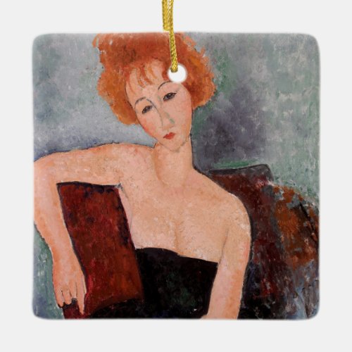 Amedeo Modigliani _ Redheaded Girl Evening Dress Ceramic Ornament