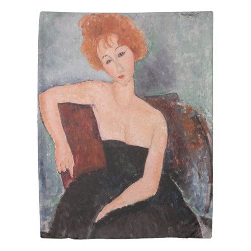 Amedeo Modigliani _ Redheaded Girl Evening Dress Duvet Cover