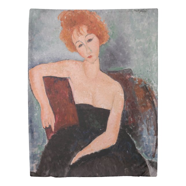 Amedeo Modigliani - Redheaded Girl Evening Dress Duvet Cover (Front)
