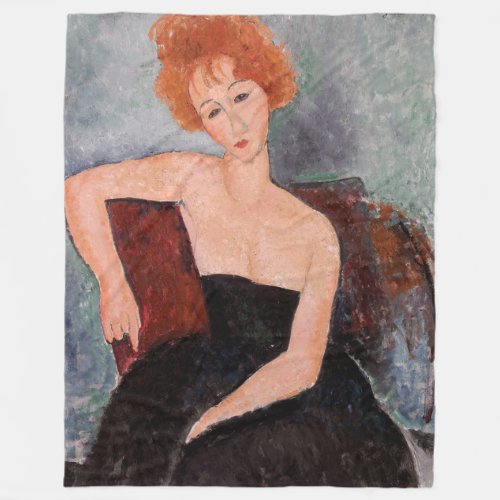 Amedeo Modigliani _ Redheaded Girl Evening Dress Fleece Blanket