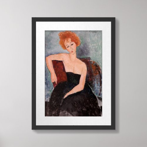 Amedeo Modigliani _ Redheaded Girl Evening Dress Framed Art