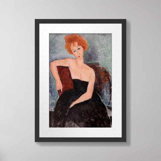 Amedeo Modigliani - Redheaded Girl Evening Dress Framed Art (Framed Front)