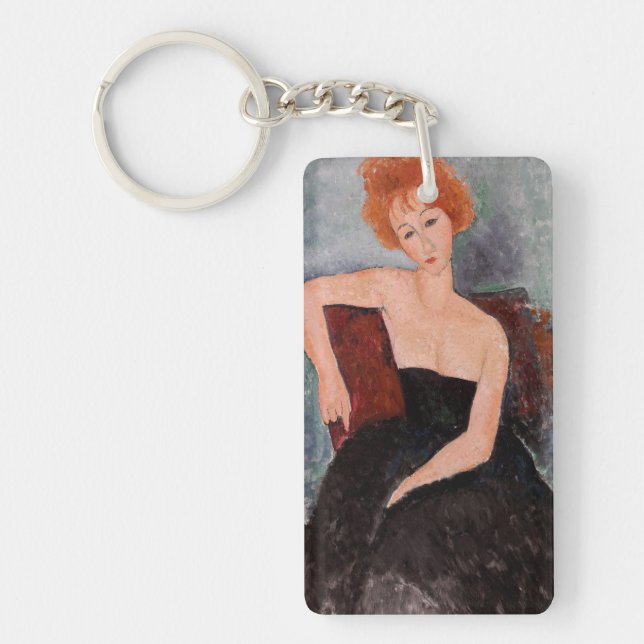 Amedeo Modigliani - Redheaded Girl Evening Dress Keychain (Front)