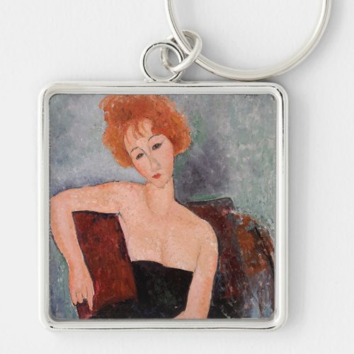 Amedeo Modigliani _ Redheaded Girl Evening Dress Keychain