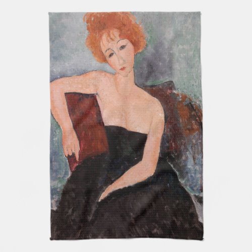 Amedeo Modigliani _ Redheaded Girl Evening Dress Kitchen Towel
