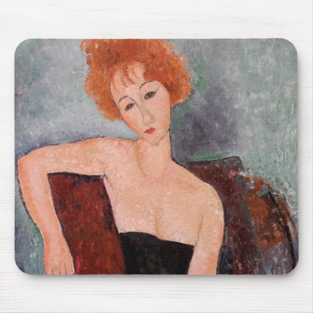 Amedeo Modigliani - Redheaded Girl Evening Dress Mouse Pad (Front)