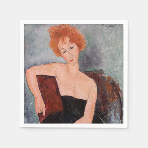 Amedeo Modigliani _ Redheaded Girl Evening Dress Napkins