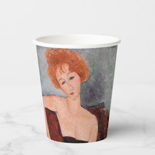 Amedeo Modigliani _ Redheaded Girl Evening Dress Paper Cups