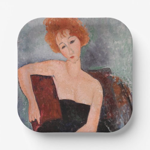 Amedeo Modigliani _ Redheaded Girl Evening Dress Paper Plates