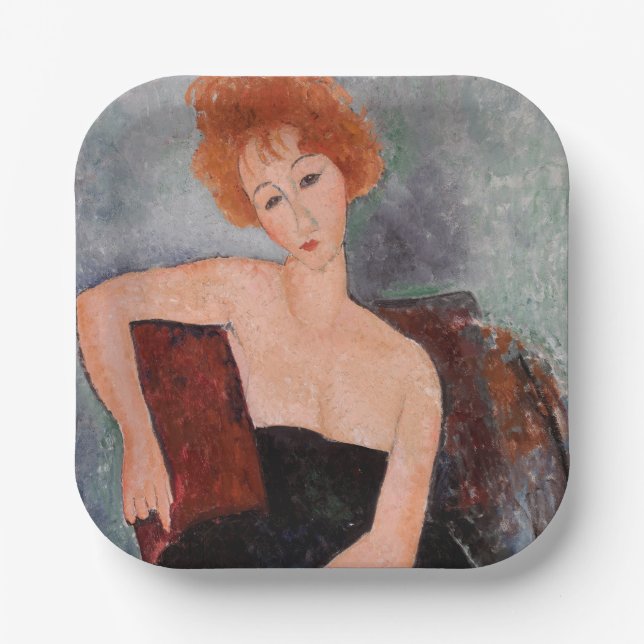 Amedeo Modigliani - Redheaded Girl Evening Dress Paper Plates (Front)