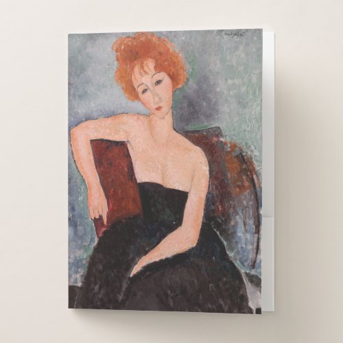 Amedeo Modigliani _ Redheaded Girl Evening Dress Pocket Folder