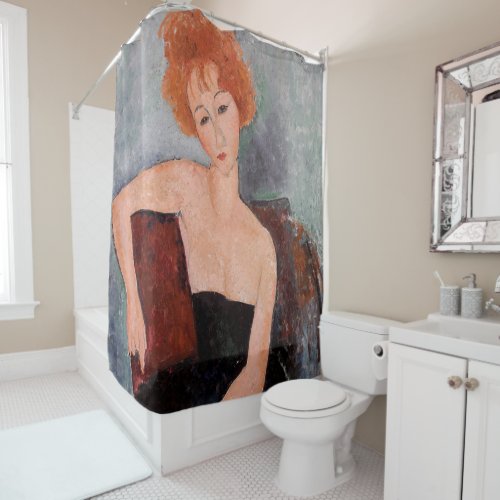 Amedeo Modigliani _ Redheaded Girl Evening Dress Shower Curtain