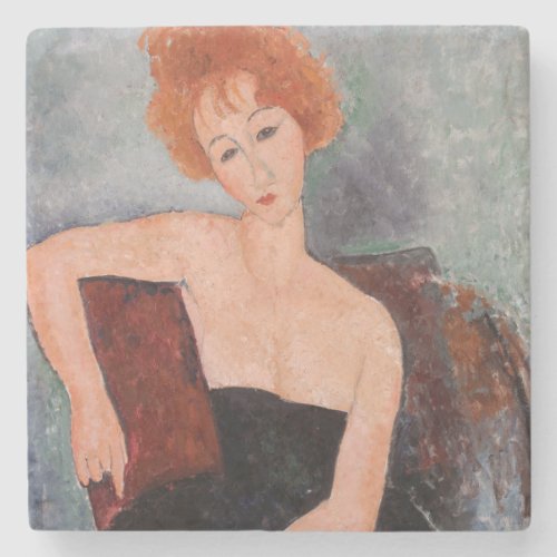 Amedeo Modigliani _ Redheaded Girl Evening Dress Stone Coaster