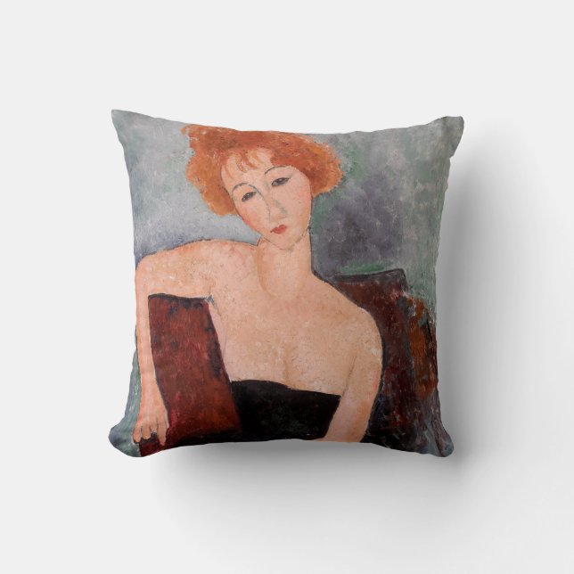 Amedeo Modigliani - Redheaded Girl Evening Dress Throw Pillow (Front)