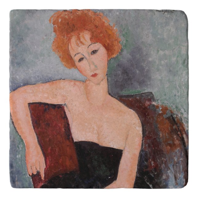 Amedeo Modigliani - Redheaded Girl Evening Dress Trivet (Front)