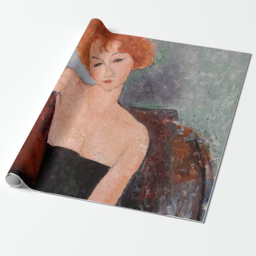 Amedeo Modigliani _ Redheaded Girl Evening Dress Wrapping Paper