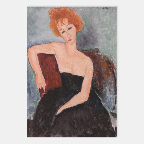 Amedeo Modigliani _ Redheaded Girl Evening Dress Wrapping Paper Sheets