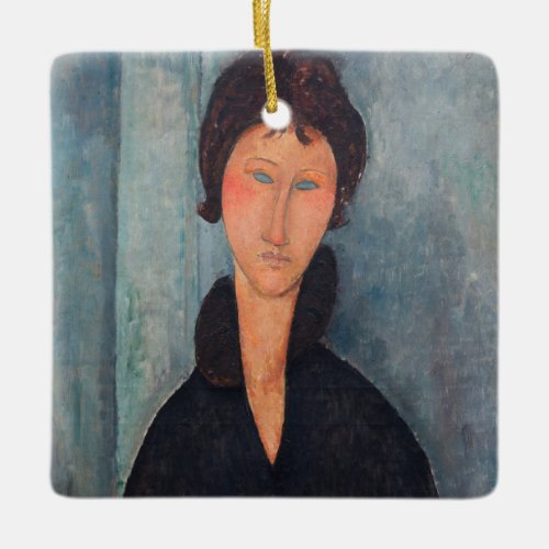 Amedeo Modigliani _ Woman with Blue Eyes Ceramic Ornament