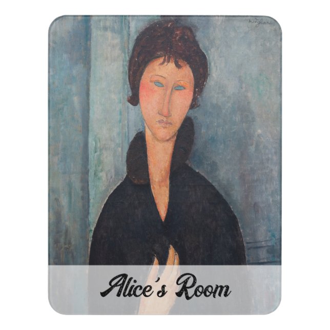 Amedeo Modigliani - Woman with Blue Eyes Door Sign (Contemporary Vert)