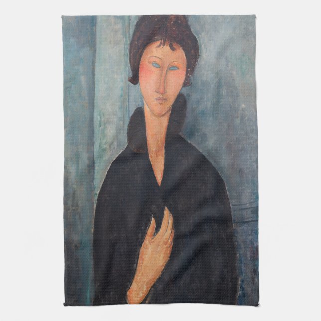 Amedeo Modigliani - Woman with Blue Eyes Kitchen Towel (Vertical)