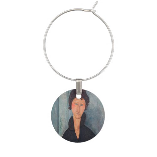 Amedeo Modigliani _ Woman with Blue Eyes Wine Charm