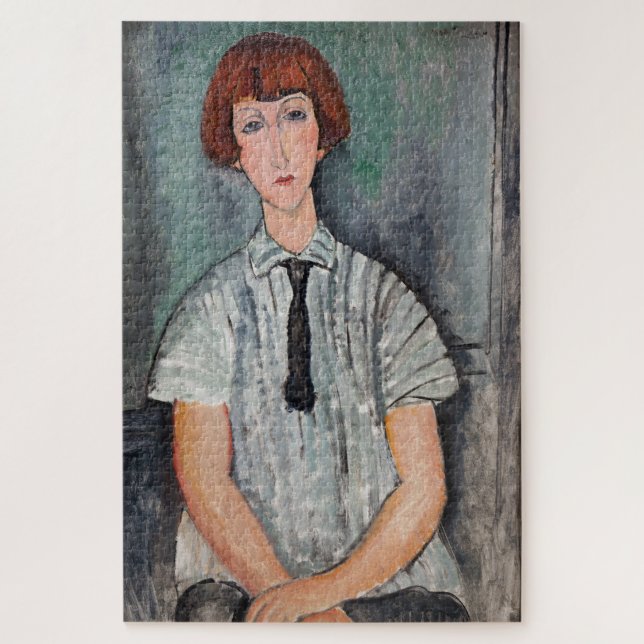 Amedeo Modigliani - Young Girl in a Striped Blouse Jigsaw Puzzle (Vertical)
