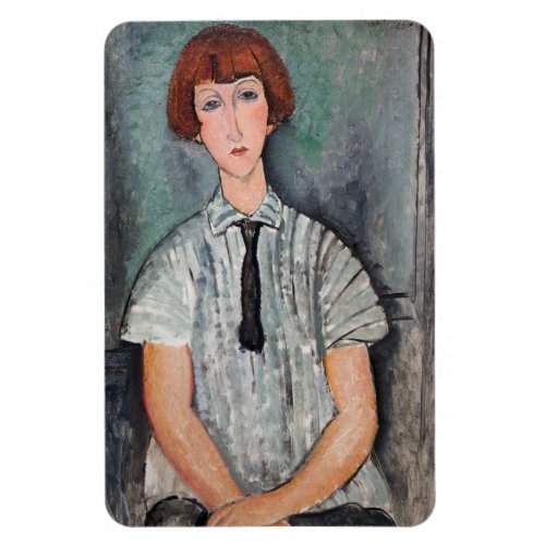Amedeo Modigliani _ Young Girl in a Striped Blouse Magnet