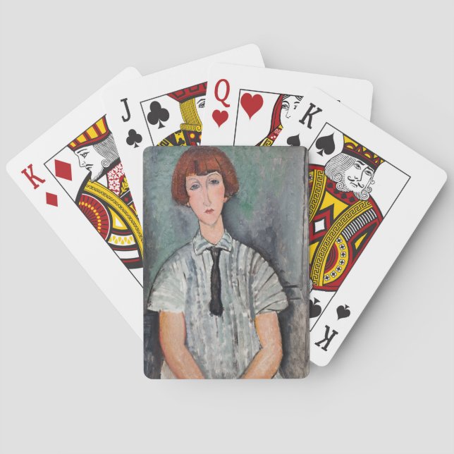 Amedeo Modigliani - Young Girl in a Striped Blouse Poker Cards (Back)
