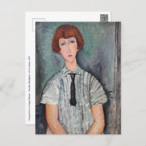 Amedeo Modigliani _ Young Girl in a Striped Blouse Postcard