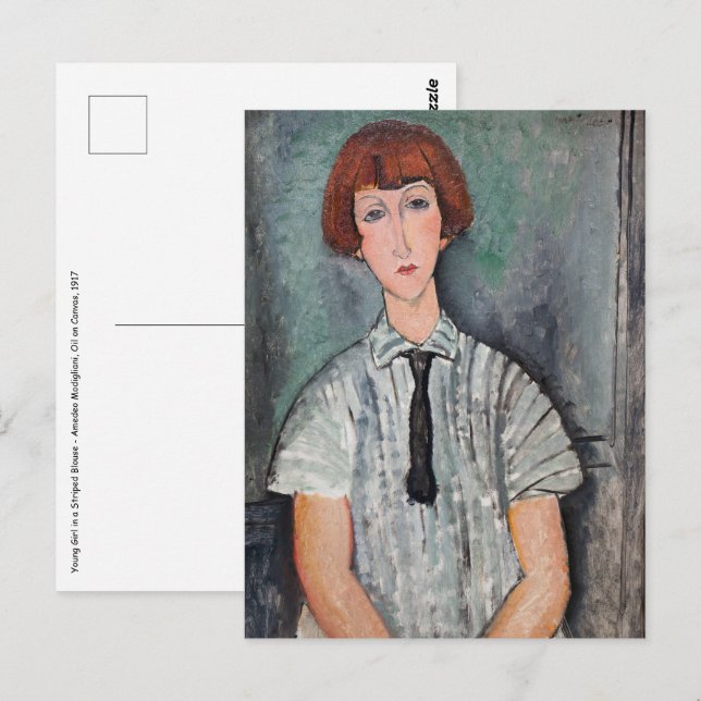 Amedeo Modigliani - Young Girl in a Striped Blouse Postcard (Front/Back)