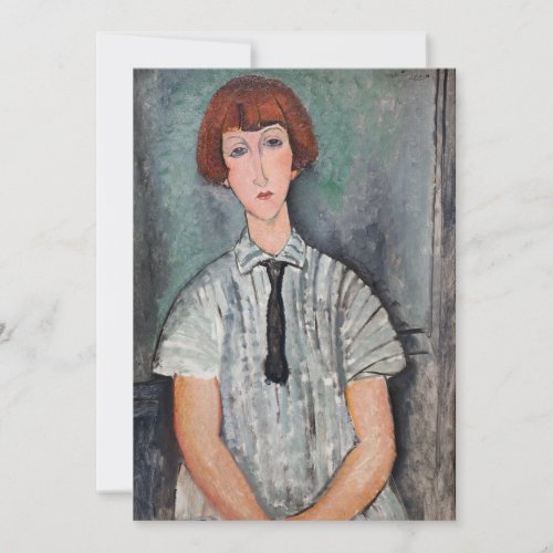 Amedeo Modigliani _ Young Girl in a Striped Blouse Thank You Card