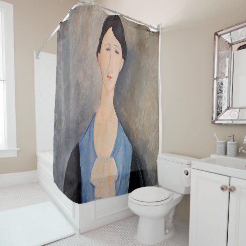 Amedeo Modigliani _ Young Woman in Blue Shower Curtain