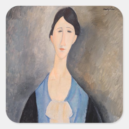 Amedeo Modigliani _ Young Woman in Blue Square Sticker