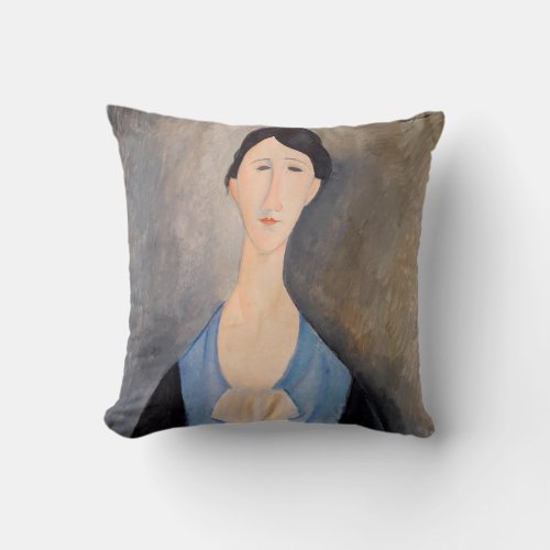 Amedeo Modigliani _ Young Woman in Blue Throw Pillow