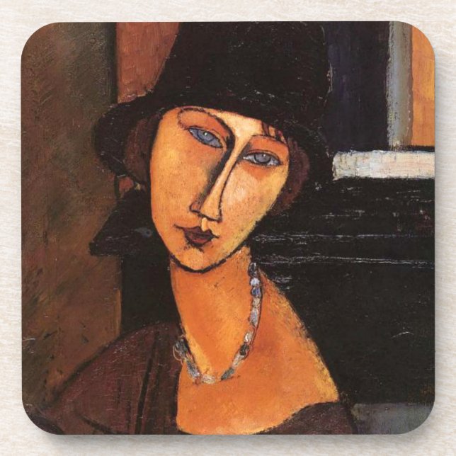 Amedeo Modigliani's Jeanne Hebutern Beverage Coaster (Front)