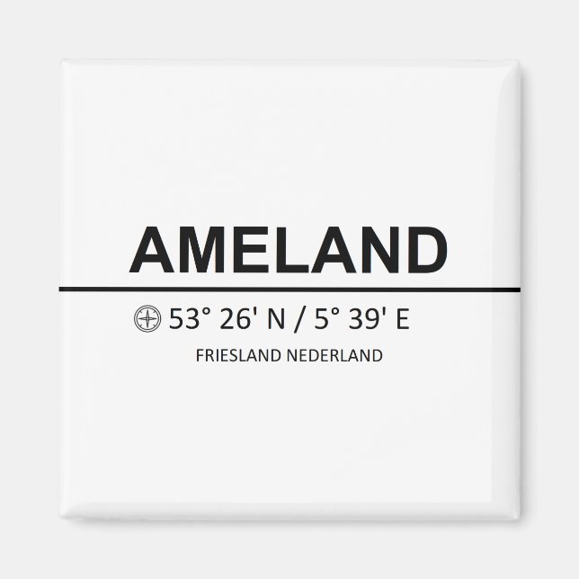 Ameland Coordinates - Ameland Coordinaten Magnet (Front)