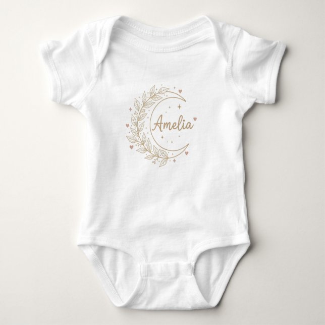 Amelia Custom Name Baby Bodysuit - Elegant Celesti (Front)