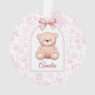 Amelia Custom Pink Teddy Bear Nursery Design Ornament