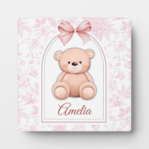 Amelia Custom Pink Teddy Bear Nursery Design Plaque