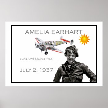 Amelia Earhart And Her Lockheed Electra Airplane Poster by fur_persons2 at Zazzle