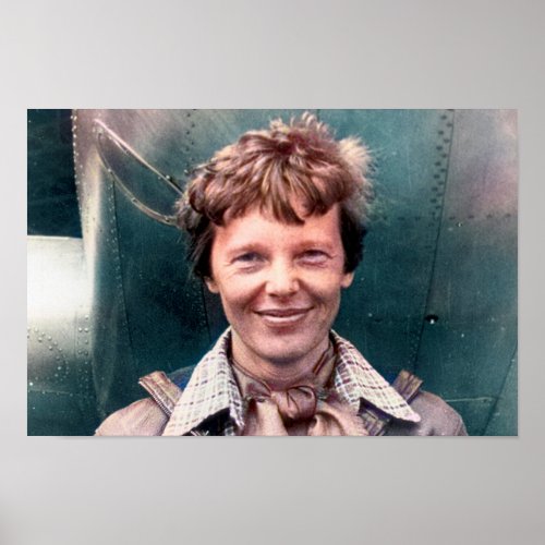 Amelia Earhart and Her Lockheed Electra Colorized  Poster