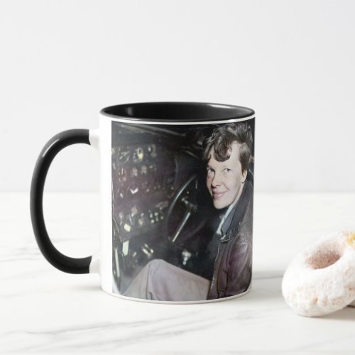 Amelia Earhart Candid Airplane Cockpit Photo 1937  Mug