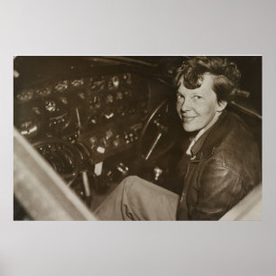 Amelia Earhart Candid Airplane Cockpit Photo 1937 Poster