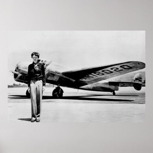 Amelia Earhart Lockheed Electra C 1937 B  W Poster