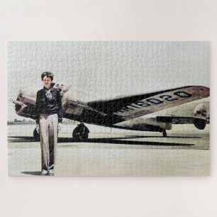 Amelia Earhart Lockheed Electra C 1937 Colorized Jigsaw Puzzle