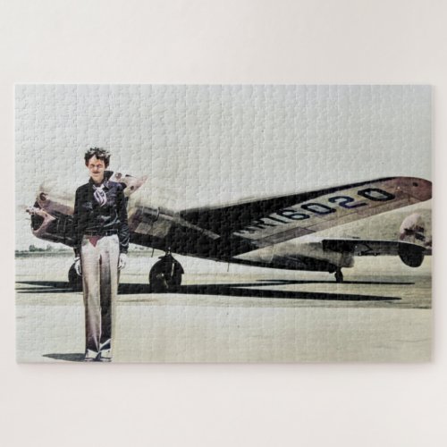 Amelia Earhart Lockheed Electra C 1937 Colorized  Jigsaw Puzzle