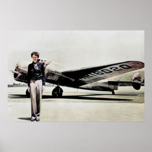 Amelia Earhart Lockheed Electra C 1937 Colorized P Poster
