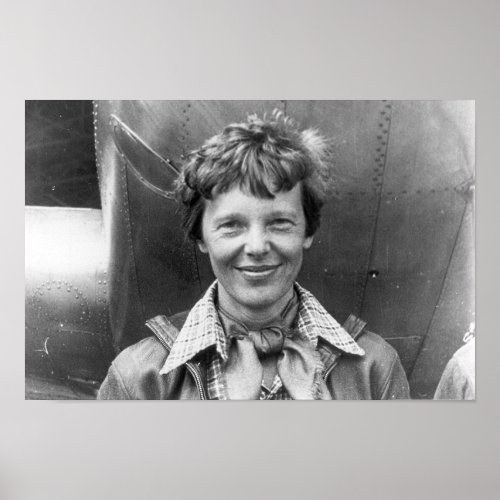 Amelia Earhart Photograph and Her Lockheed Electra Poster