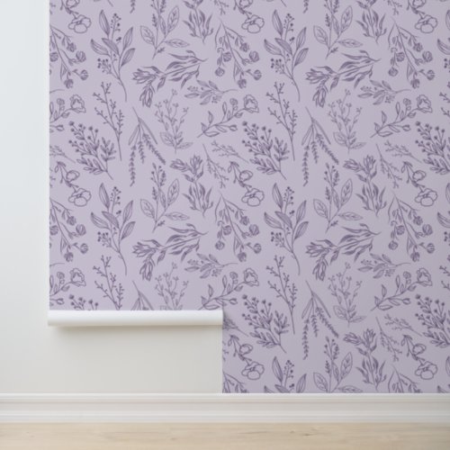 AMELIA Floral Botanical Flower Lavender Purple Wallpaper